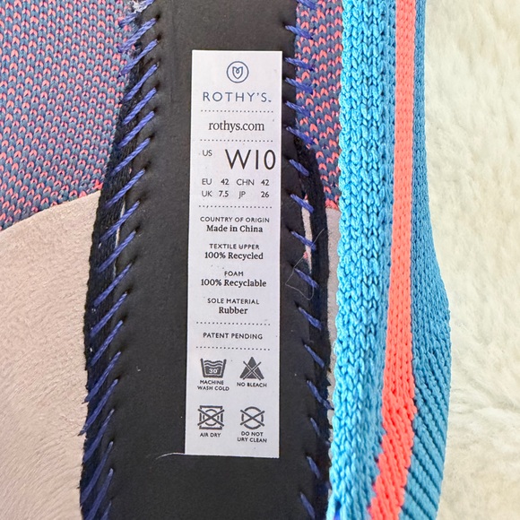 Rothy's The Point Knit Flats - Teal Neon Line Stripe - Retired - Rare - Size 10 - Picture 12 of 16